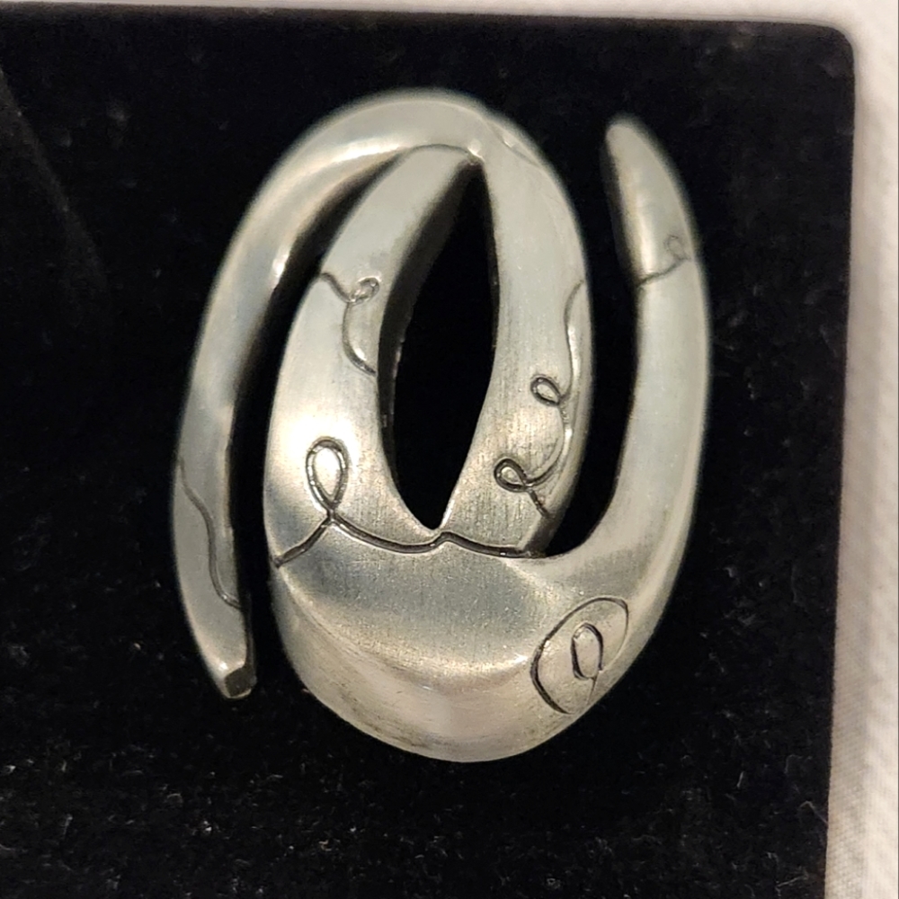 Vintage Lisa Jenks Modernist Slide Pendant Pewter Medallion‎